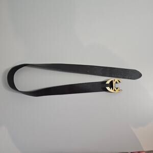 JUST CAVALI Black Leather Belt Rhinestone Trim 38.5" Long